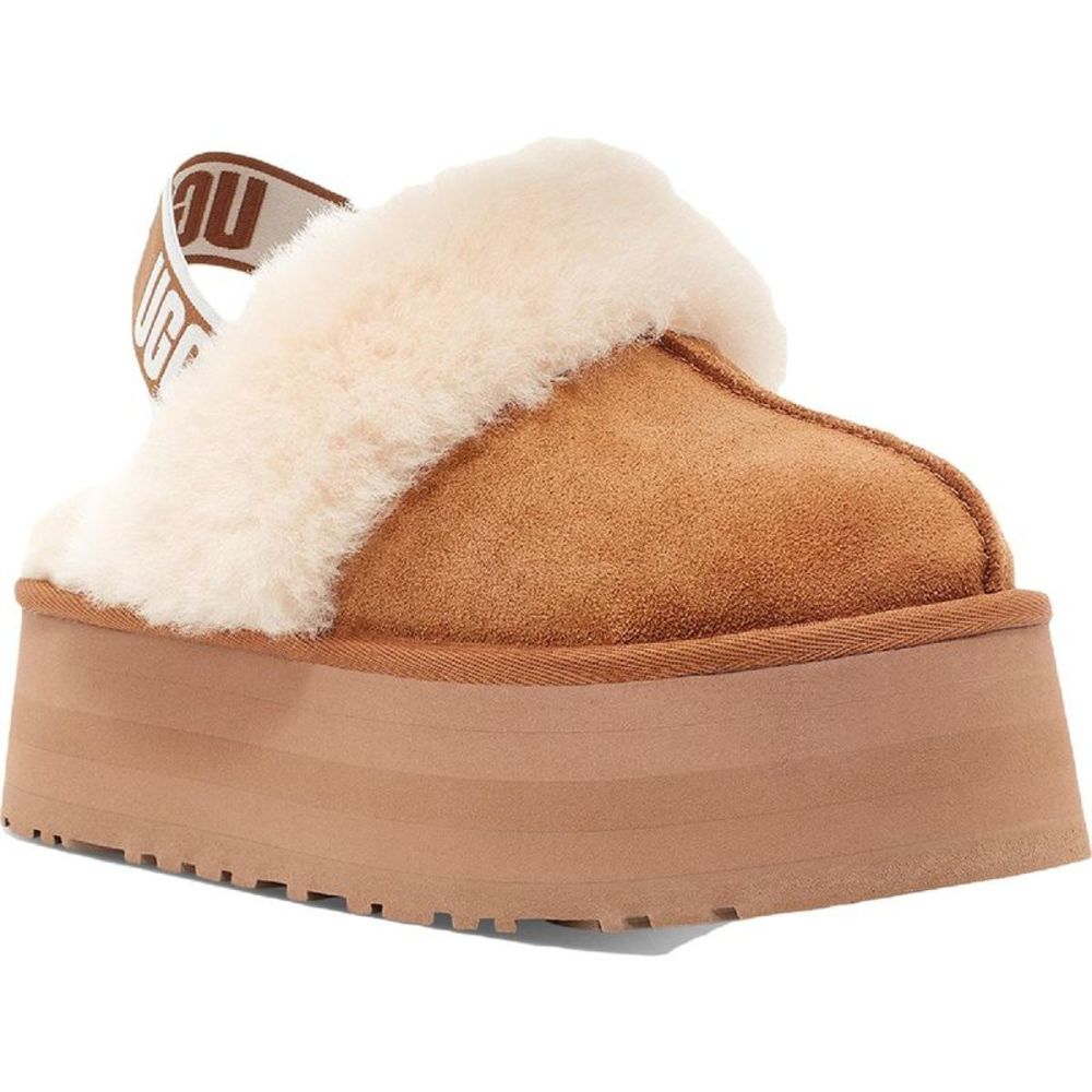 Ugg Funkette Women's Suede Sheepskin Slingback Platform Slippers NWT